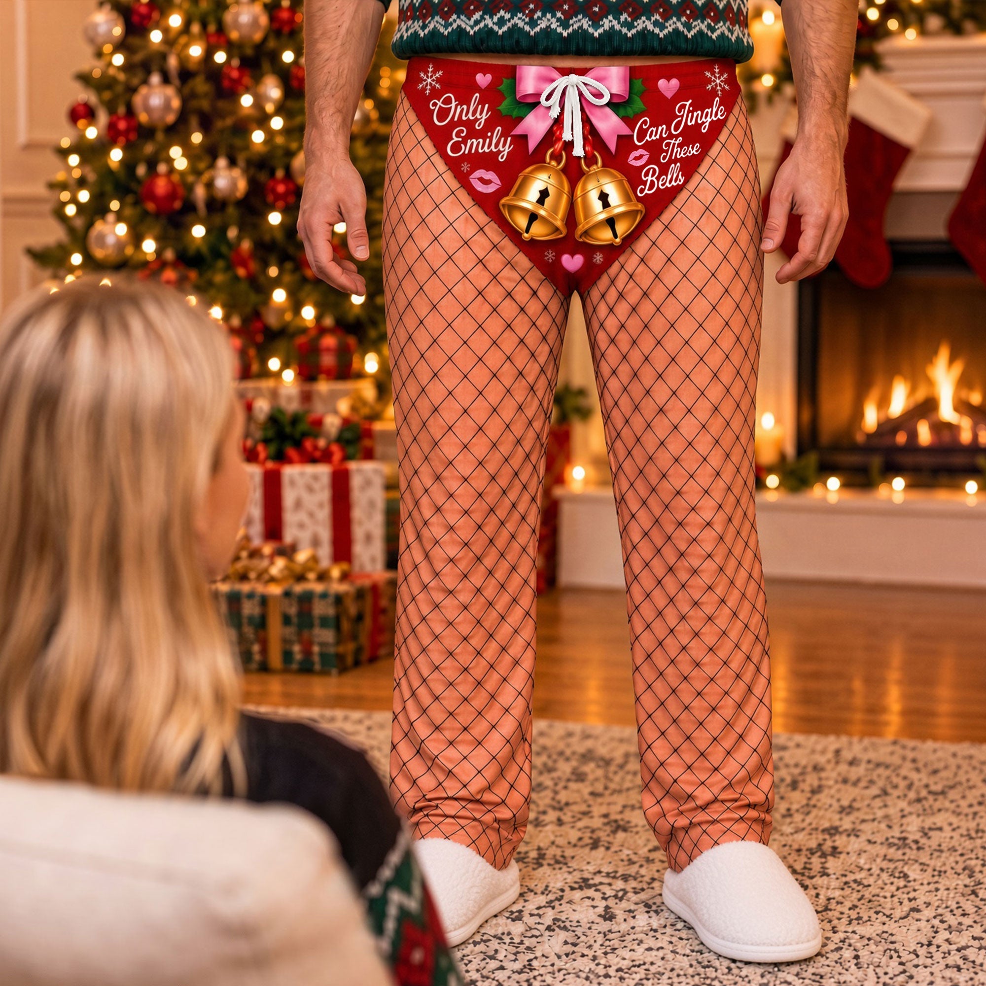 ‘Only You Can Jingle These Bells’ - Naughty Jingle Bells Pajama Pants - Personalized Christmas Gift for Him