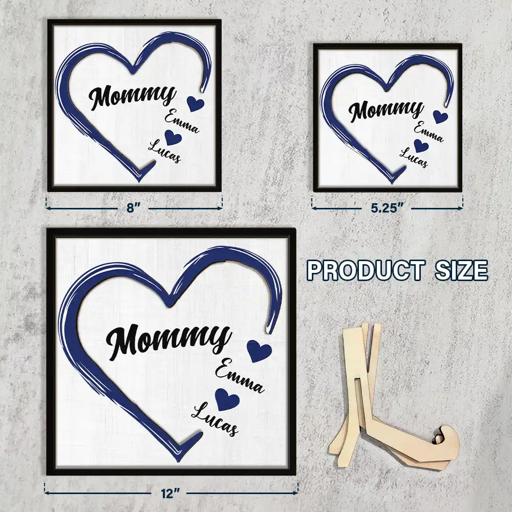 Grandma, the Heart of Our Family - Personalized 2-Layered Wooden Plaque With Stand Wooden Plaque PopCulturePrints