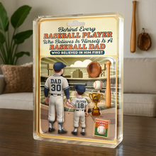Load image into Gallery viewer, Behind Every Baseball Player - Personalized Custom Shaped Acrylic Plaque Acrylic Plaque PopCulturePrints
