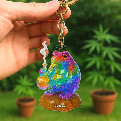 “Get High on Life” - LGBTQ+ Toker Frog Keychain - Personalized Gifts for Weed Lovers Keychains PopCulturePrints