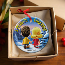 Load image into Gallery viewer, Personalized Peanuts Christmas Ceramic Ornament for Couples
