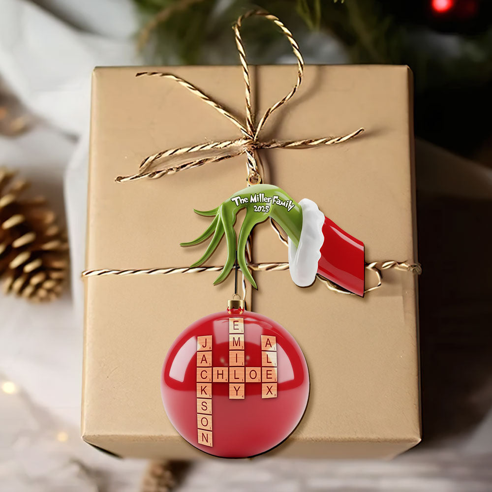 "Celebrate Family Togetherness with Our Unique Crossword Ornament" - Personalized Family Christmas Ornament Ornament PopCulturePrints