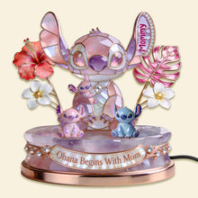 Load image into Gallery viewer, "Ohana Begins With Mom" - Personalized Alien Mom Acrylic Light Box - Ideal Gift for Mom, Grandma, and More Light Box PopCulturePrints
