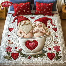 Load image into Gallery viewer, I Want To Grow Old With You - Personalized Gnome Old Couple Quilt Bed Set Bedding Set PopCulturePrints
