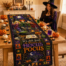 Load image into Gallery viewer, “It’s All Just A Punch of Hocus Pocus” - Personalized Halloween Table Runner Gift for Friends and Family Quilted Table Runner PopCulturePrints
