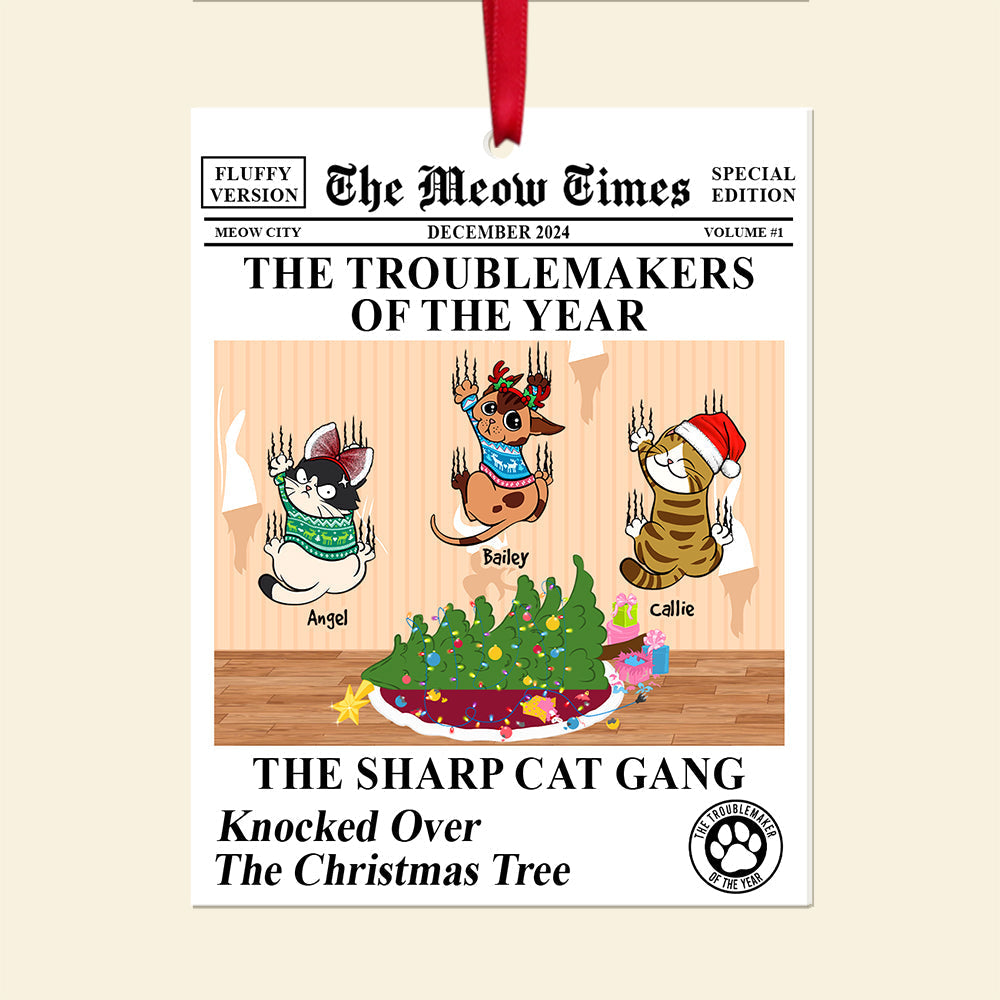 Cat Lover's Mischief: Personalized Cat Gang Ornament Ornament PopCulturePrints