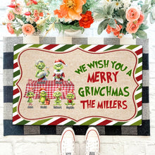 Load image into Gallery viewer, Personalized Grinchmas Family Door Mat - Custom Christmas Gift Doormat PopCulturePrints
