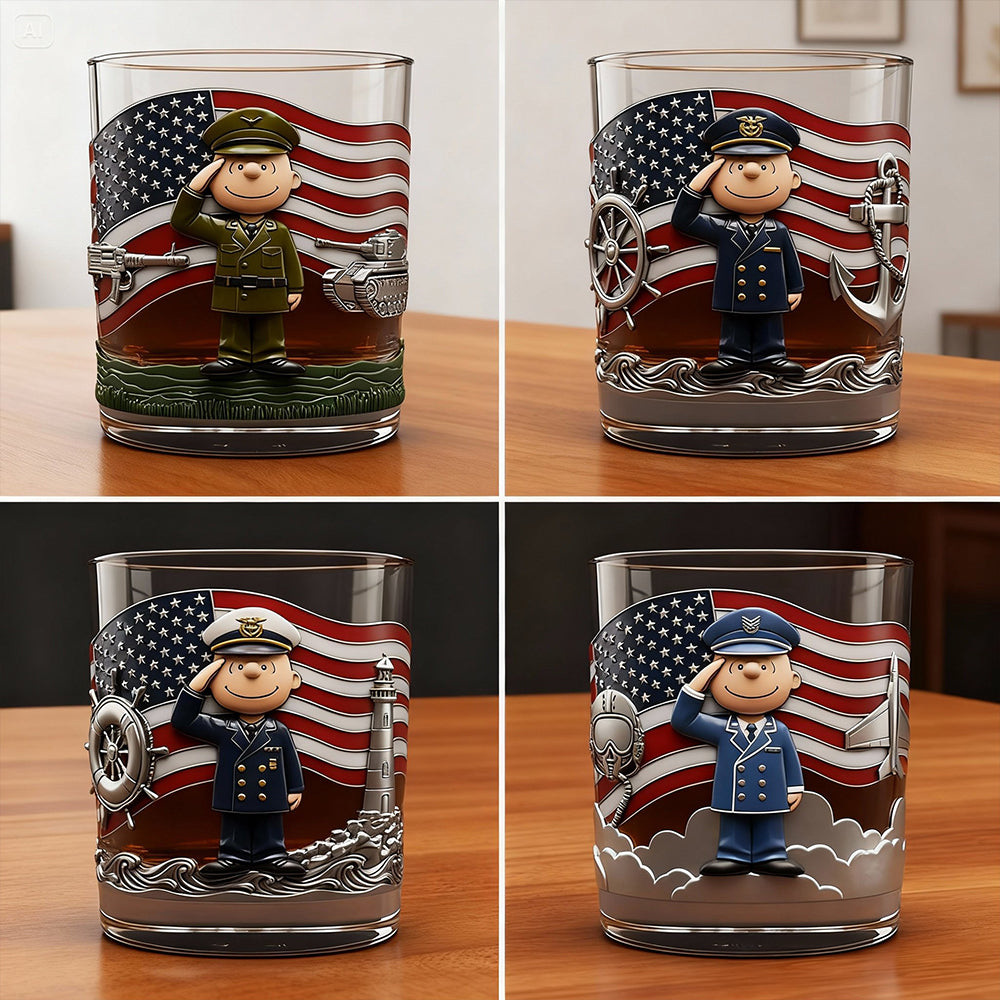Salute to Service: Personalized Military Forces Veteran Drinking Glass Glass PopCulturePrints