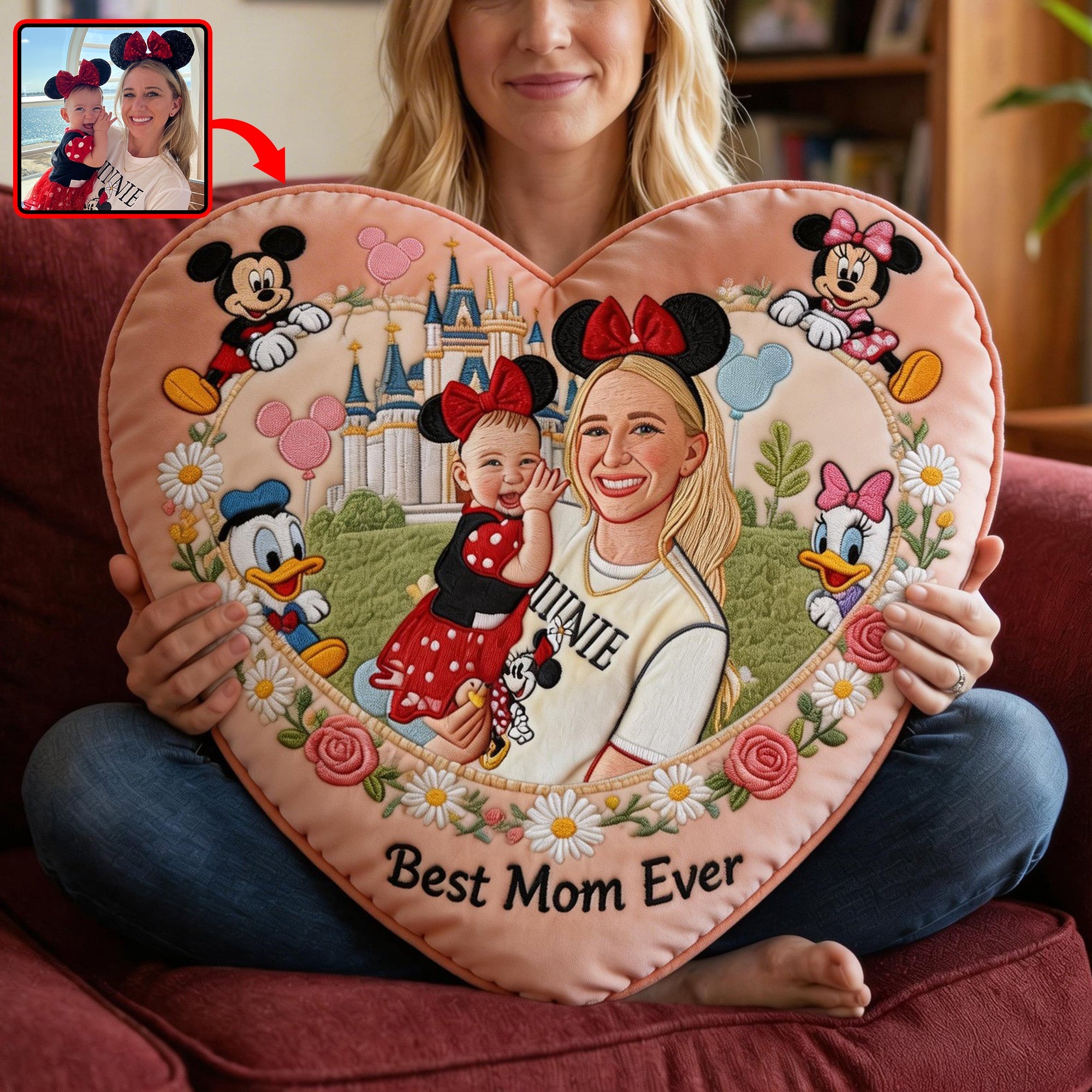 Best Mom Ever - Custom Photo Heart Pillow | Personalized Gift for Moms, Grandmas, and Loved Ones Pillow PopCulturePrints