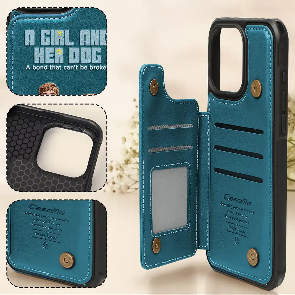 A Girl And Her Dogs - Personalized Leather Flip Wallet Phone Case - A gift that celebrates the bond between a girl and her dogs Leather Flip Wallet Phone Case PopCulturePrints