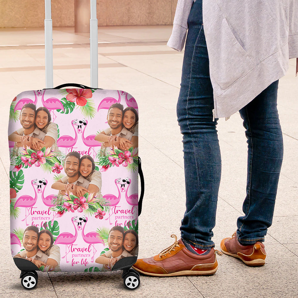 Personalized Couple Luggage Cover - Travel Partners for Life Luggage Covers PopCulturePrints