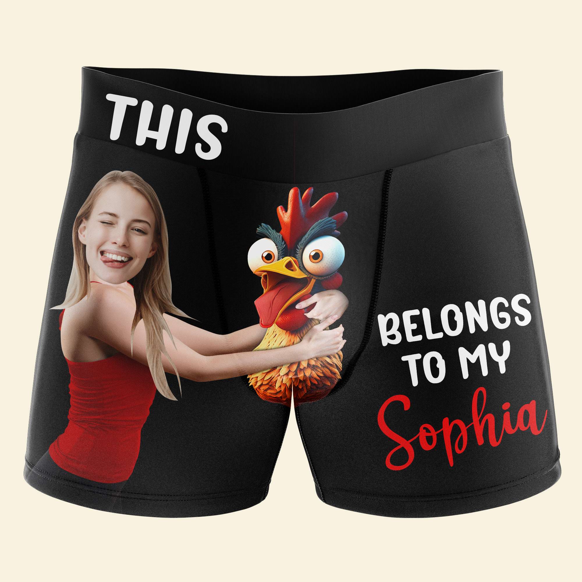 This Cock Belongs To My Sophia - Personalized Funny Boxer Shorts Boxer Briefs PopCulturePrints