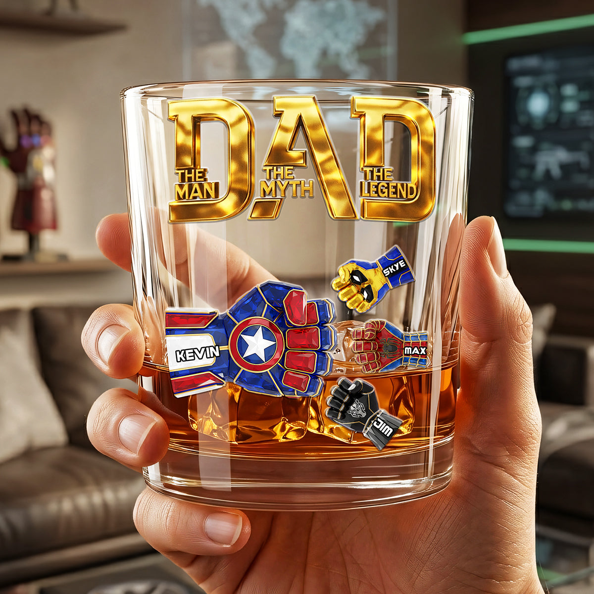 Dad: The Man, The Myth, The Legend - Personalized Glass Mug for Dad Glass PopCulturePrints