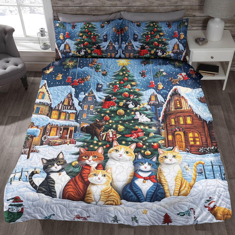 Festive Cat Lovers' Quilt Bed Set - Christmas Edition Blanket PopCulturePrints