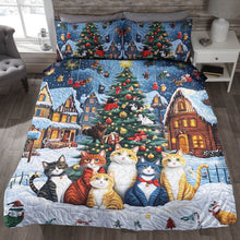 Load image into Gallery viewer, Festive Cat Lovers&#39; Quilt Bed Set - Christmas Edition Blanket PopCulturePrints
