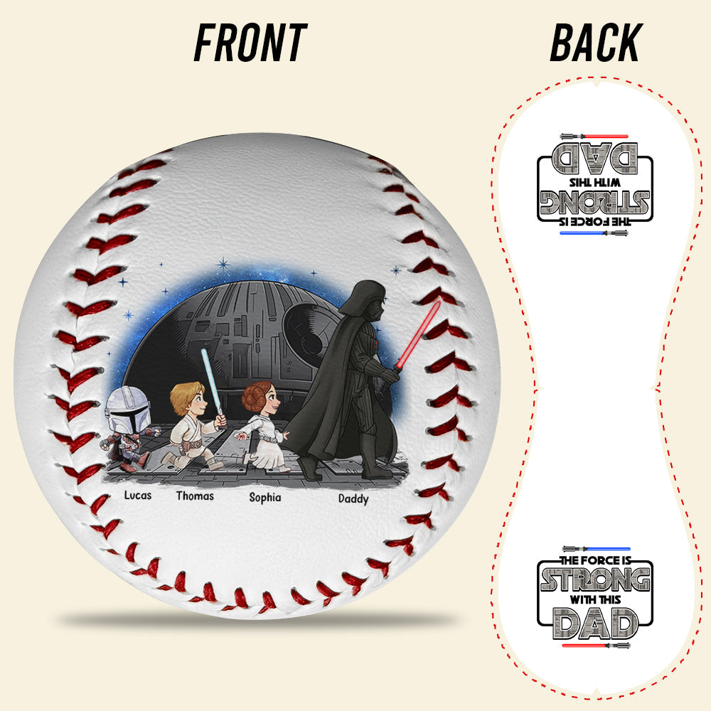 The Force is Strong with This Dad - Personalized Baseball Gift for Fathers Baseball PopCulturePrints