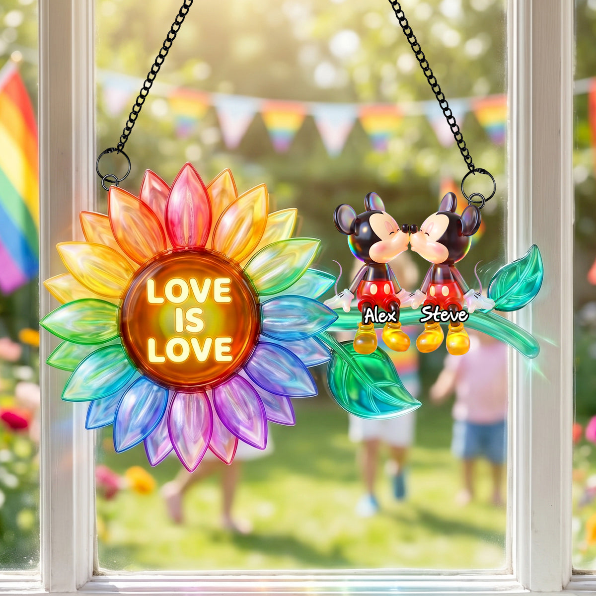 Love Is Love Suncatcher Ornament - A Personalized Gift for Couples Who Celebrate Love Ornament PopCulturePrints