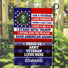 Load image into Gallery viewer, Personalized Proud US Army Veteran Garden Flag
