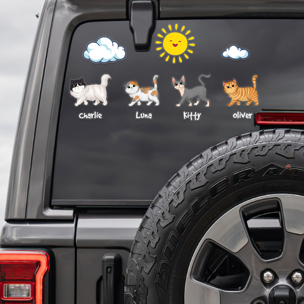 Custom Cat Family Decal - Personalized Car Window Sticker for Cat Lovers