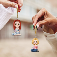Load image into Gallery viewer, Personalized Keychain for Book Lovers - Reading Girl Charm Keychains PopCulturePrints
