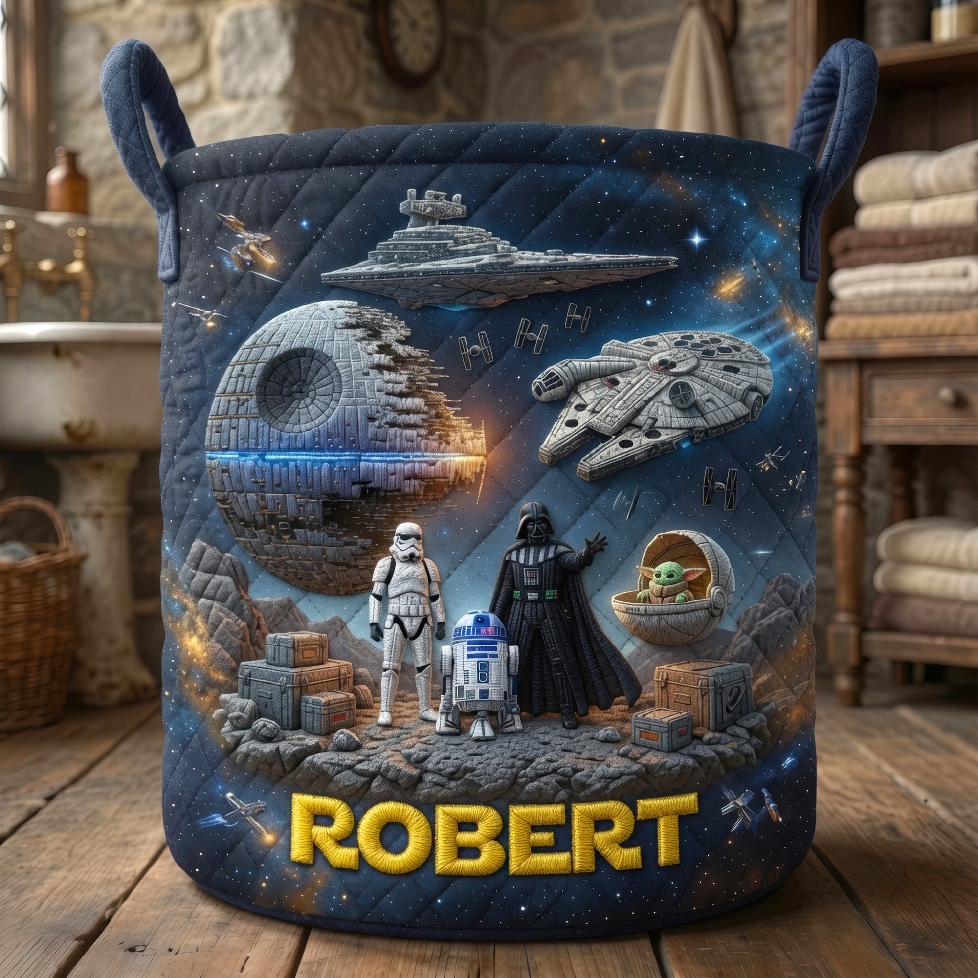 Space Quilted Laundry Basket - Personalized Gifts For Space Lovers 01OHQN130726 Laundry Basket PopCulturePrints
