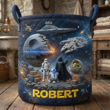 Load image into Gallery viewer, Space Quilted Laundry Basket - Personalized Gifts For Space Lovers 01OHQN130726 Laundry Basket PopCulturePrints
