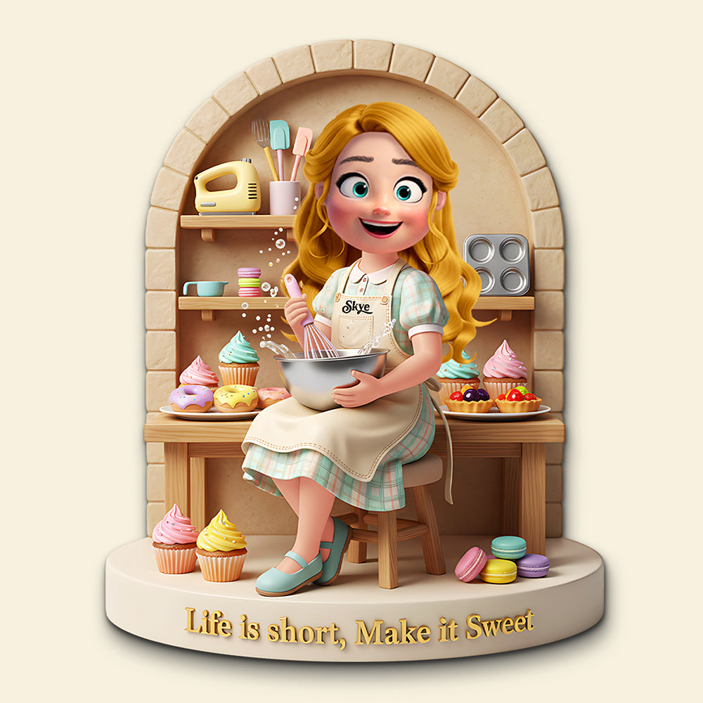 Life is Short, Make it Sweet - Personalized Sweet Baking Girl Fridge Magnet Fridge Magnet PopCulturePrints