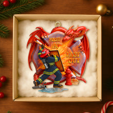 Load image into Gallery viewer, Firefighting with Dragon Acrylic Ornament - Personalized Gift for Firefighters Ornament PopCulturePrints

