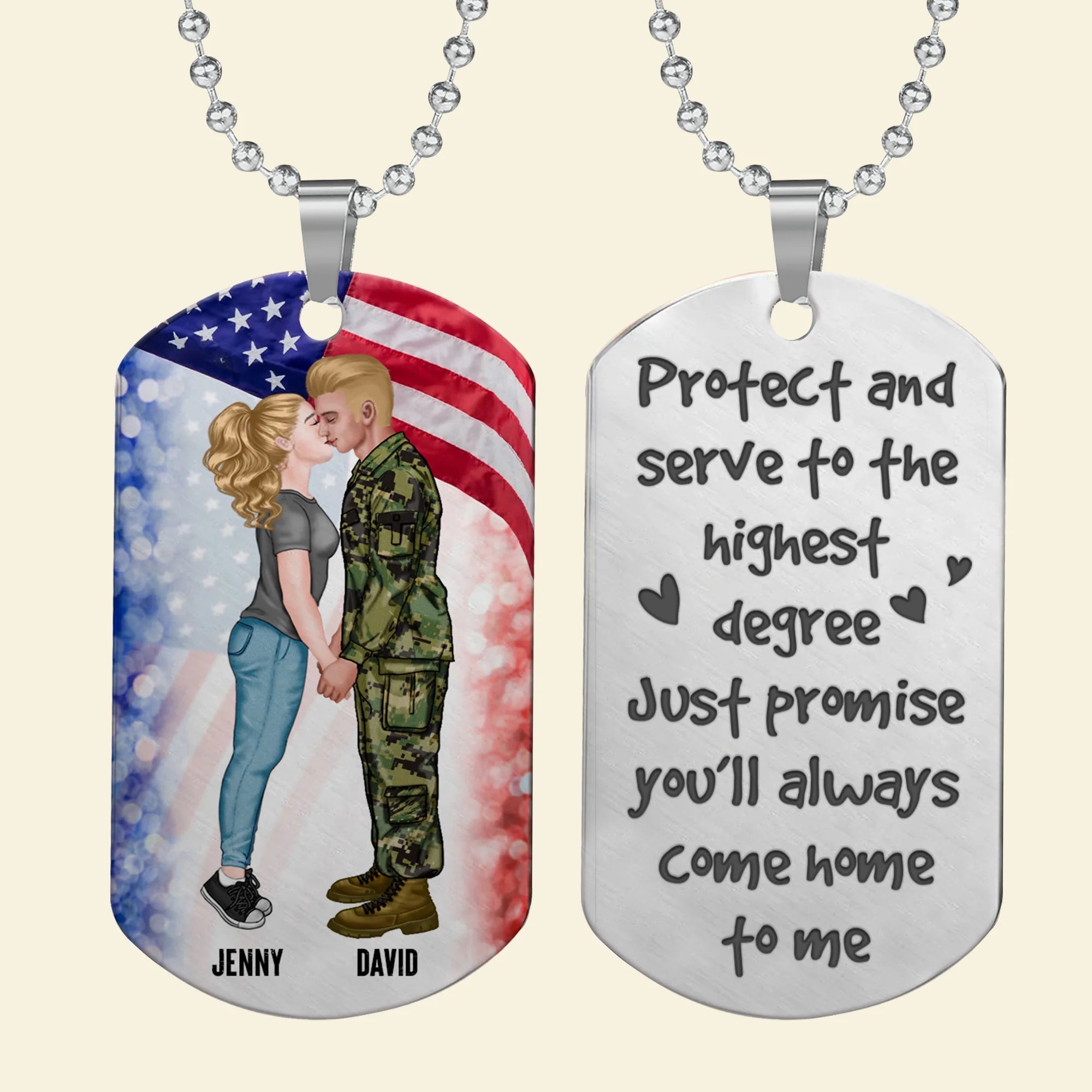 Personalized Military Couple Dog Tag - Always Come Home to Me