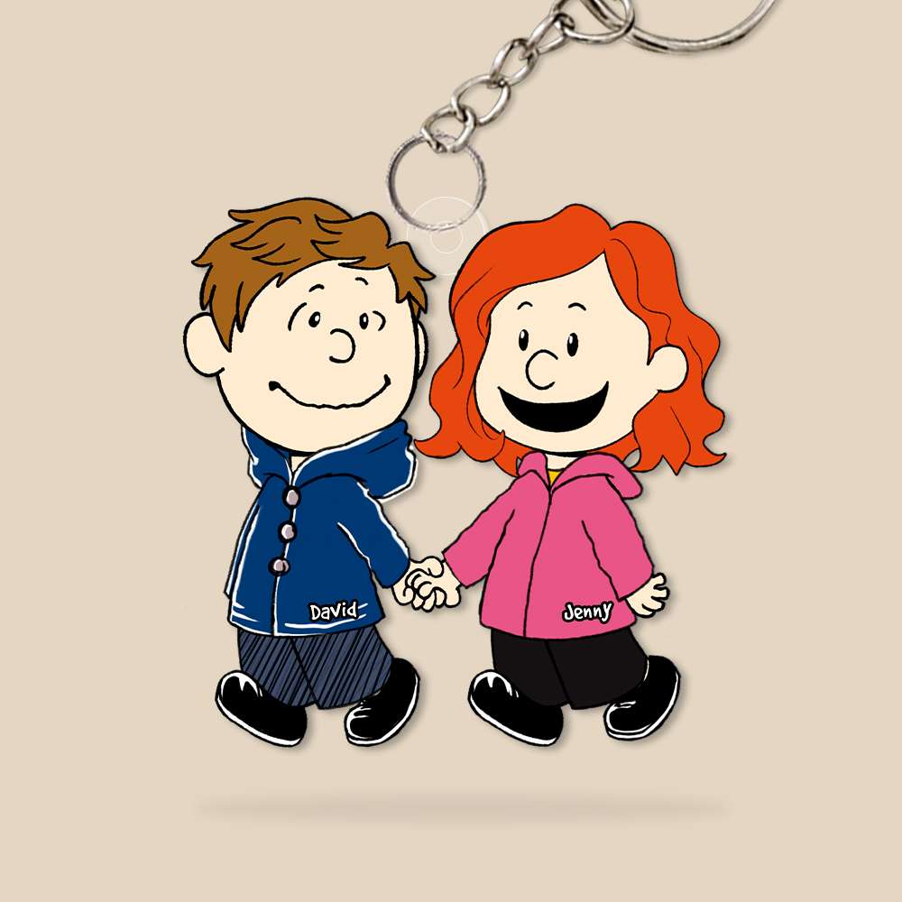 Custom Cartoon Couple Keychain | Personalized Valentine's Day Gifts Keychains PopCulturePrints