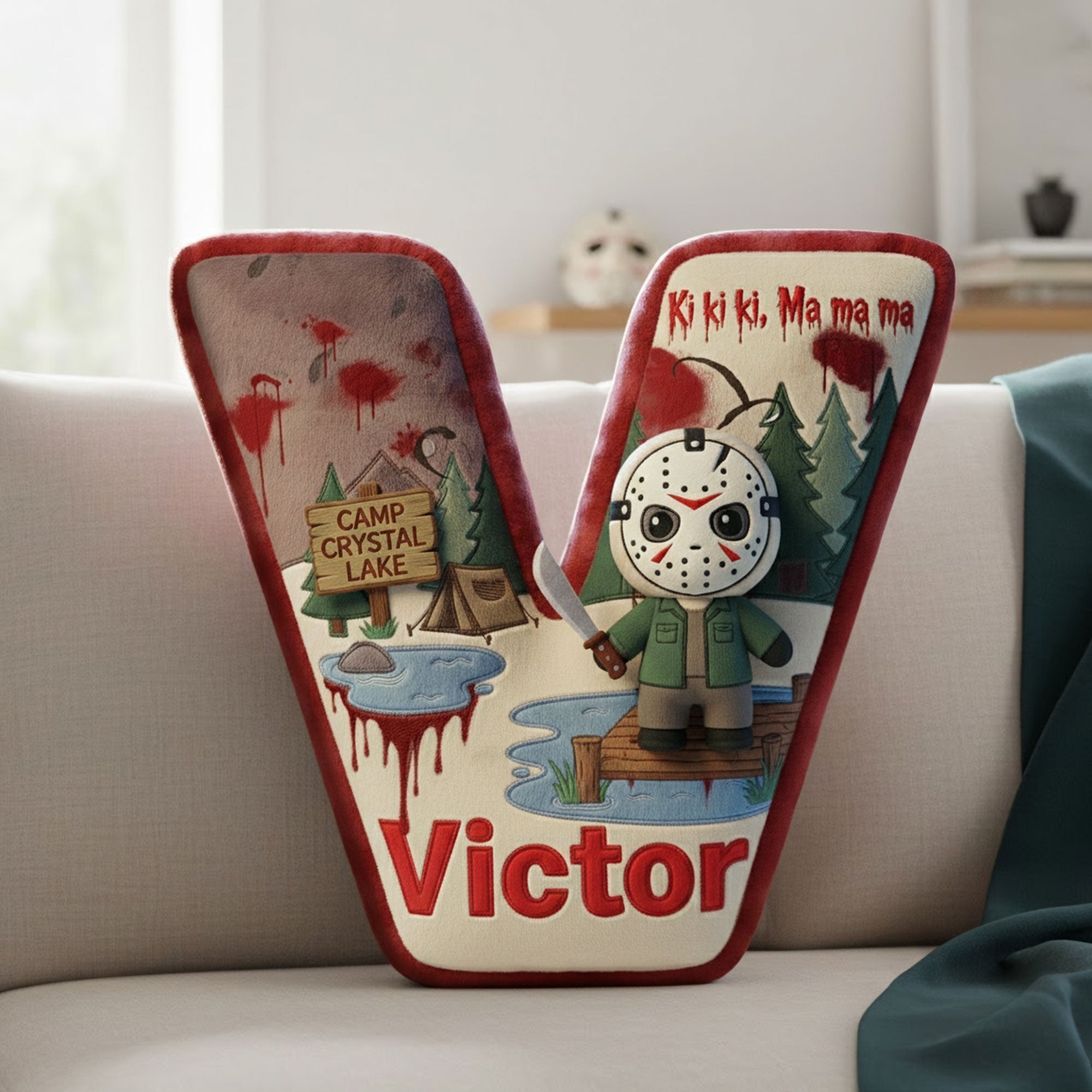 Unleash the Horror: Personalized Horror Alphabet Pillow - Perfect Gift for Horror Fans Pillow PopCulturePrints