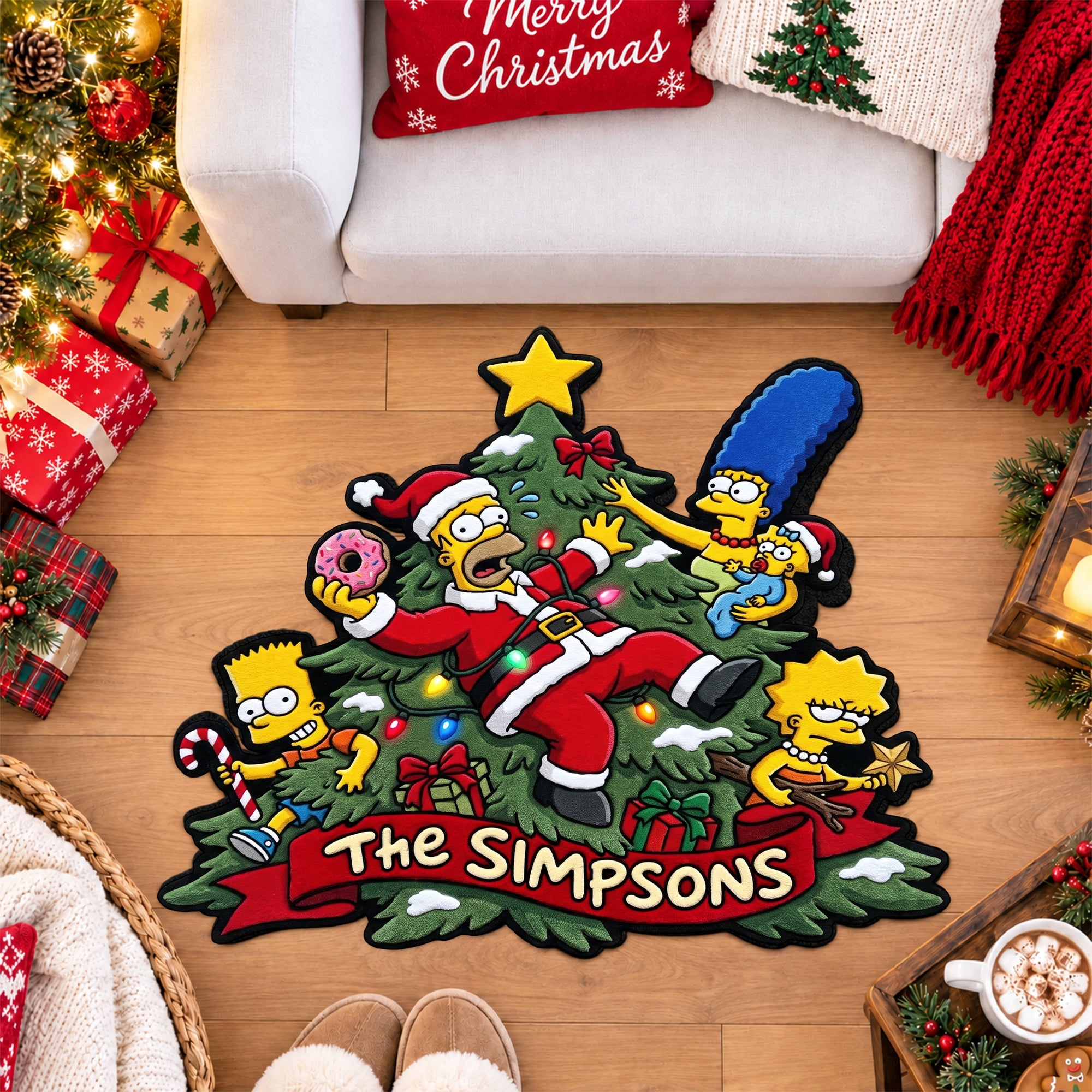Bring Holiday Cheer Home - Cheerful Cartoon Family Doormat - Personalized Christmas Gift for Everyone Doormat PopCulturePrints