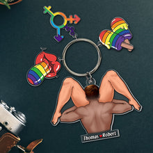 Load image into Gallery viewer, Personalized LGBT Couple Keychain - Unique Custom Gift Keychains PopCulturePrints
