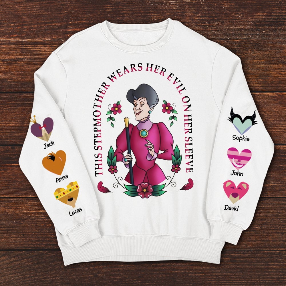 This Stepmother Wears Her Evil On Her Sleeve - Personalized Gifts For Mom, Funny Custom Shirt for Stepmom AOP Products PopCulturePrints