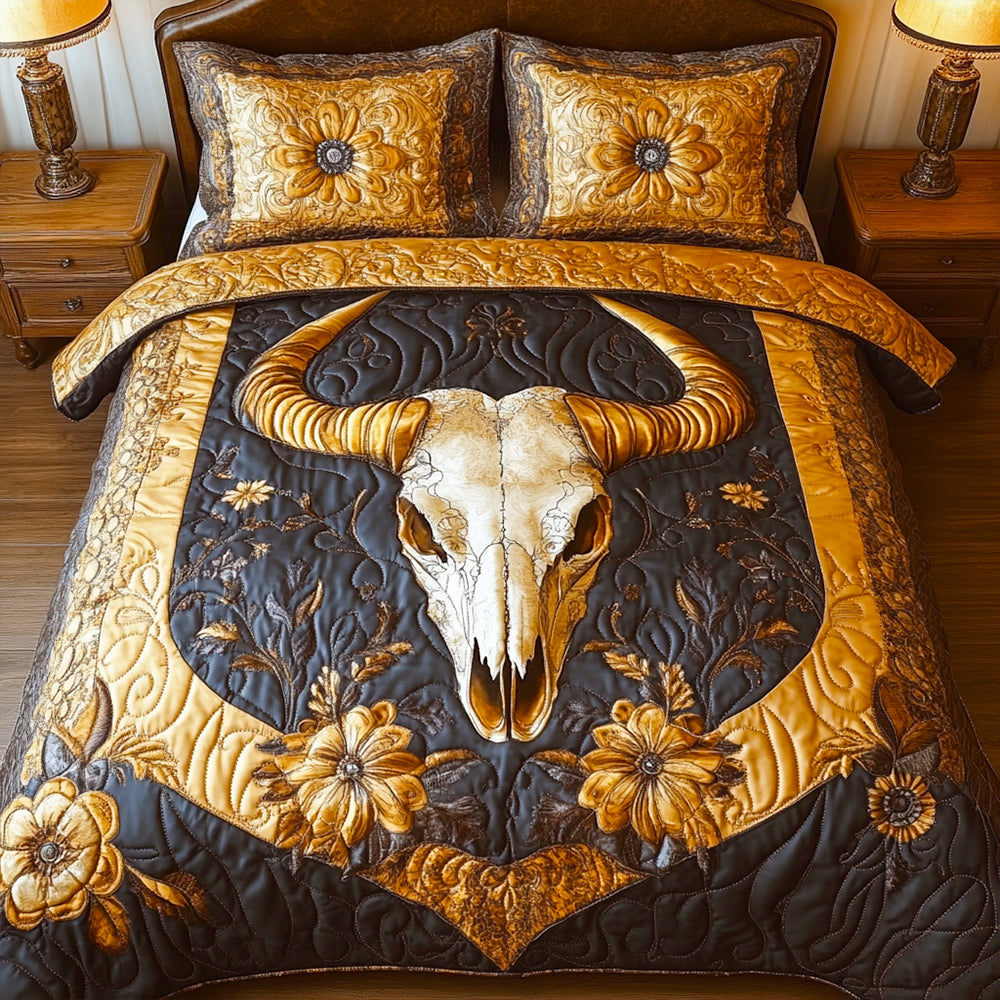 Western Cow Skull Quilt Bedding Set - Unique & Personalized Blanket PopCulturePrints