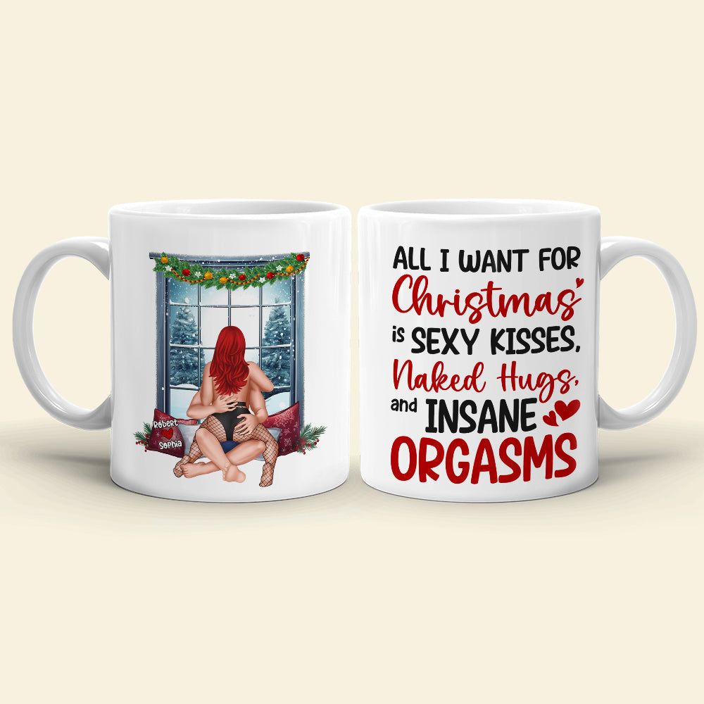 Personalized Romantic Christmas Mug Set - Sexy Kisses & Warm Wishes