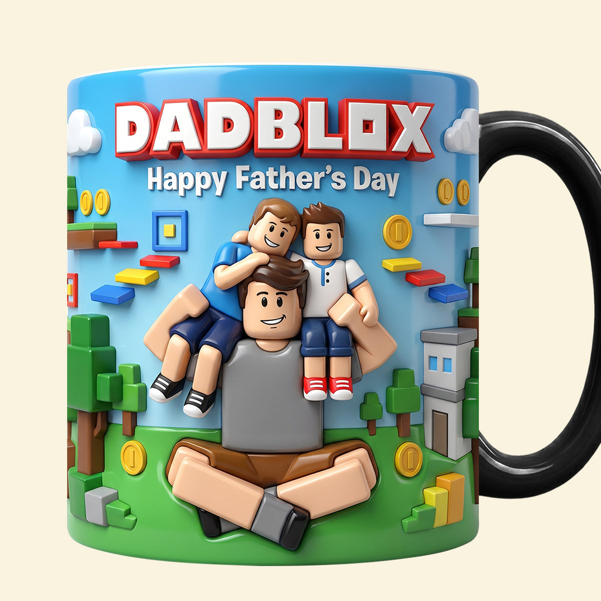 "Celebrate Fatherhood with a Personal Touch" - Custom Photo Block Game Dad Magic Coffee Mug - Perfect Gift for Dad, Grandpa & More! Coffee Mug PopCulturePrints
