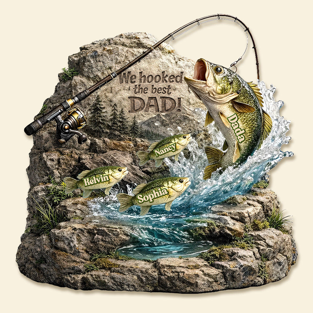 We Hooked The Best Daddy - Personalized Acrylic Plaque for the Best Dad Shaped Plaques PopCulturePrints