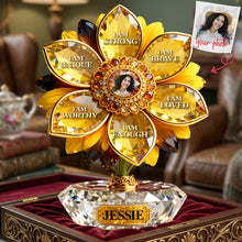 Load image into Gallery viewer, I Am Loved: Affirmation Sunflower Acrylic Plaque - Custom Photo Gift for Mom &amp; Grandma Shaped Plaques PopCulturePrints
