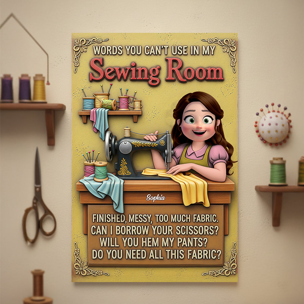 Words You Can't Use in My Sewing Room - Personalized Funny Gifts for Sewing Lovers Metal Signs PopCulturePrints