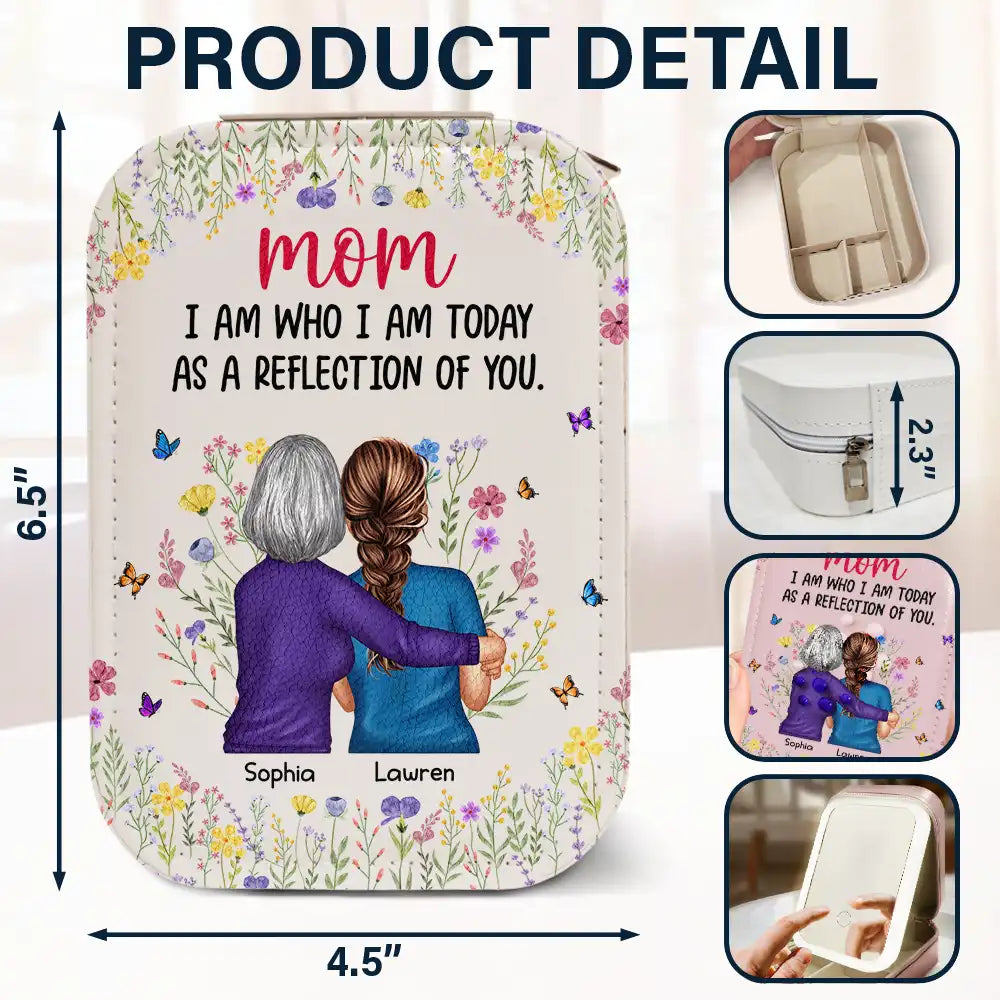 "Mom, I Am Who I Am Today As A Reflection Of You" - Personalized Makeup Box with LED Mirror - Perfect Gift for Mom, Grandma, or Daughter Makeup Box PopCulturePrints