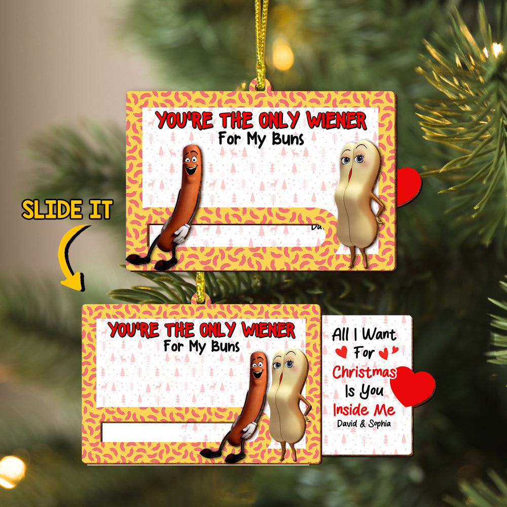 Custom Christmas Ornament for Couples | Hot Dog and Bun Design | Valentine's Day Gifts Ornament PopCulturePrints
