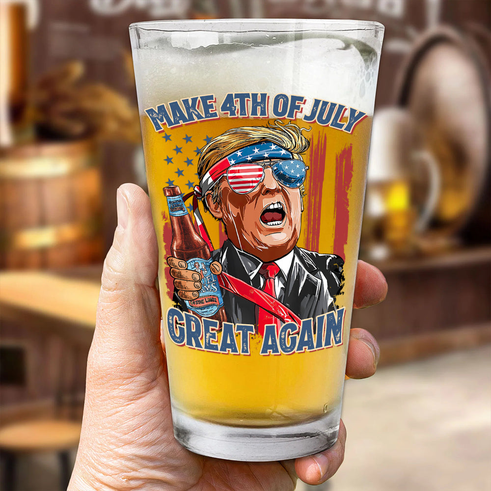 Patriotic July 4th Personalized Beer Glass for Men Beer Glasses PopCulturePrints