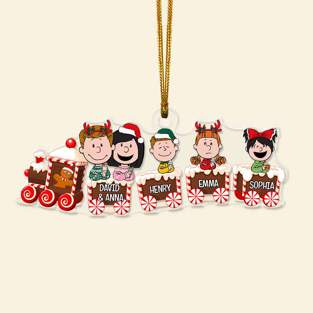 Personalized Family Train Christmas Ornament - Custom Acrylic Name Ornament