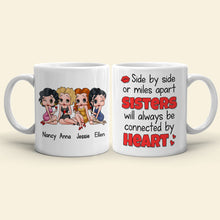 Load image into Gallery viewer, Personalized Sisters Forever Connected Coffee Mug Coffee Mug PopCulturePrints
