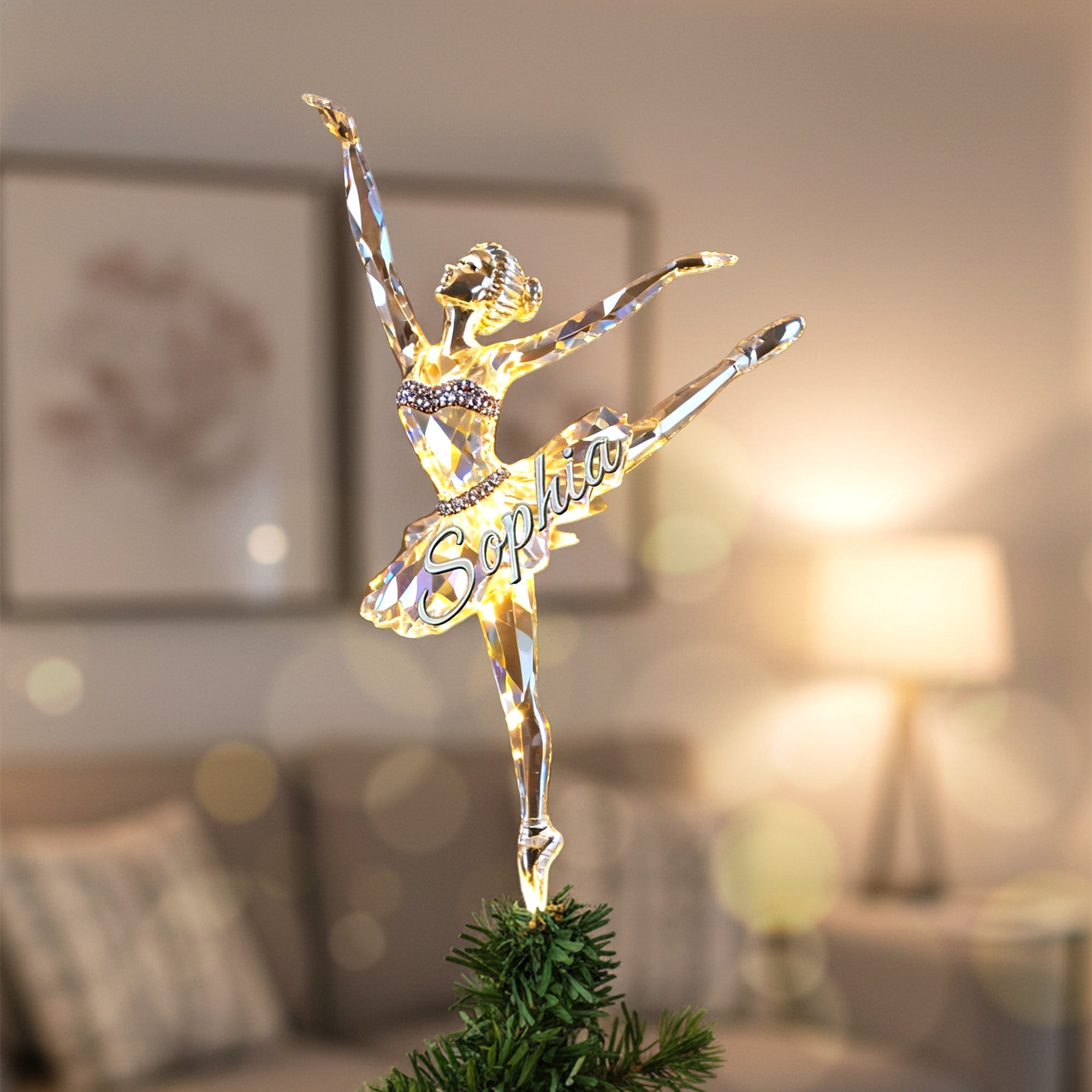 "Illuminate the Stage with Grace" - Personalized Ballet Tree Topper, Perfect Gift for Ballerinas Ornament PopCulturePrints