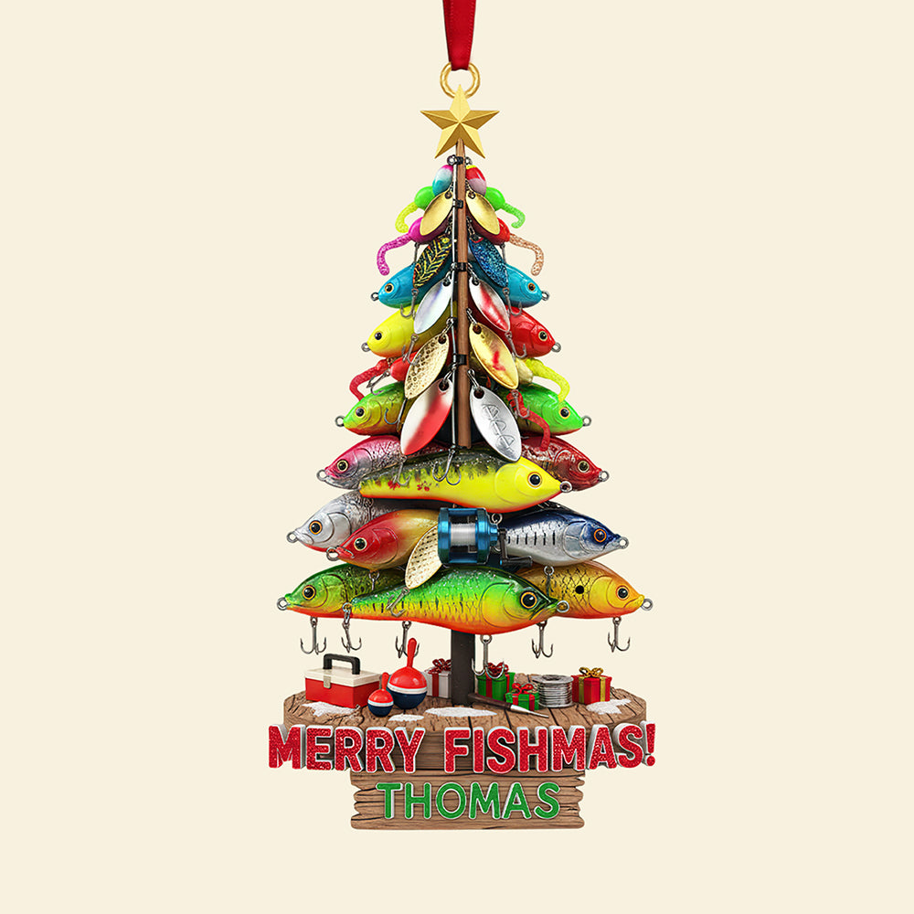 Merry Fishmas! Custom Acrylic Ornament - Perfect Personalized Gift for Avid Fishermen Ornament PopCulturePrints