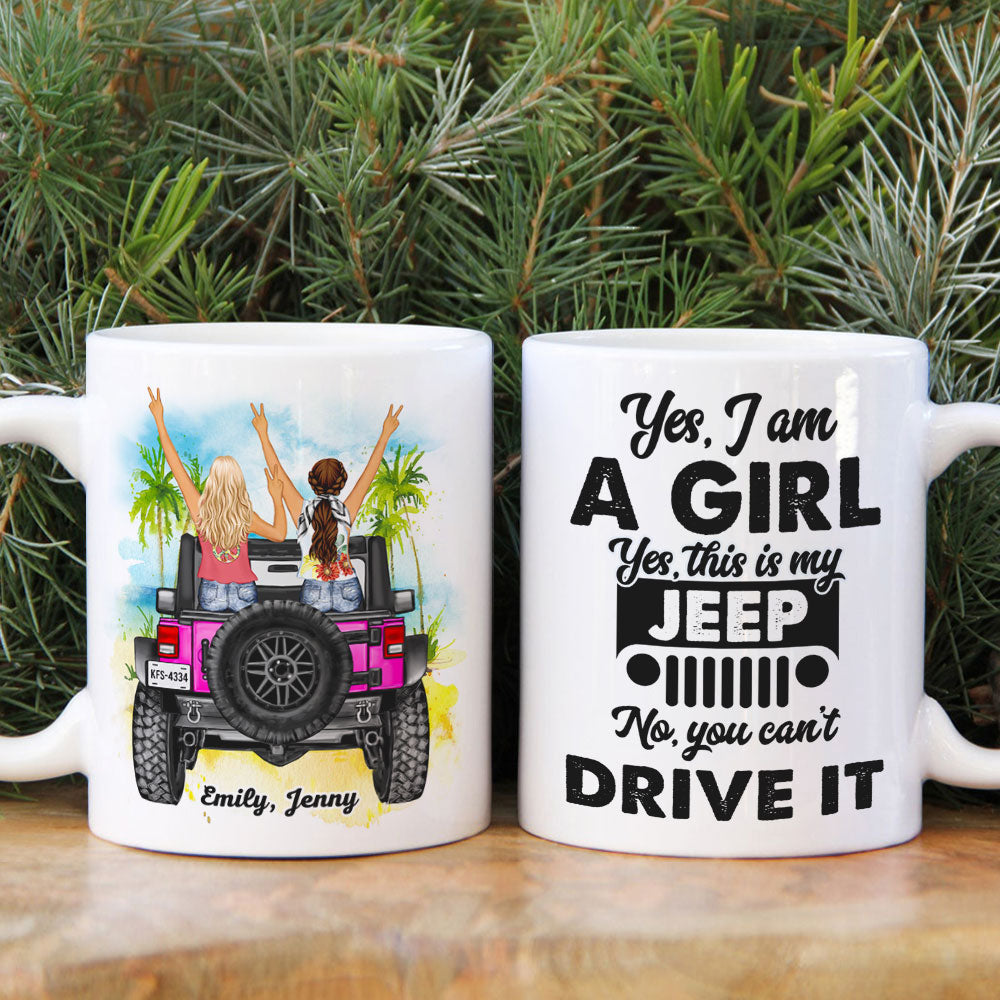 Personalized Girl and Jeep Coffee Mug