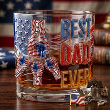 Load image into Gallery viewer, "Best Dad Ever" - Personalized Power Fist Drinking Glass - Custom Gift for Dads and Grandpas Glass PopCulturePrints
