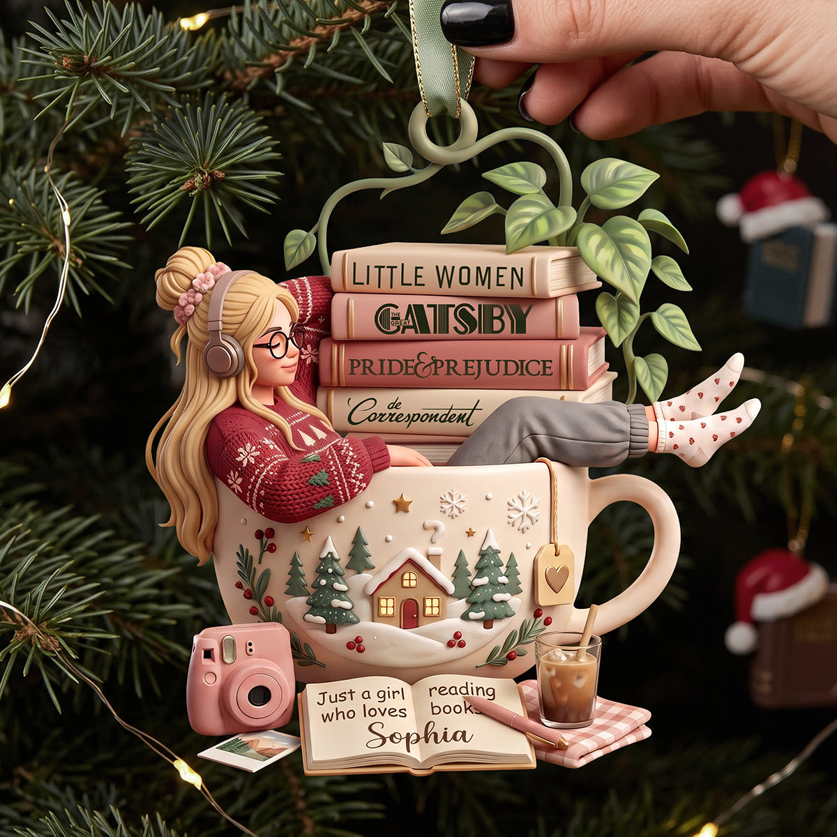 Just A Girl Lost In Books Ornament - Personalized Gift for Book Lovers Ornament PopCulturePrints